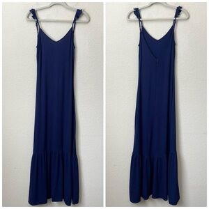 Line + Dot Boho Ruffle Strap Double V Ruffle Hemline Maxi Dress